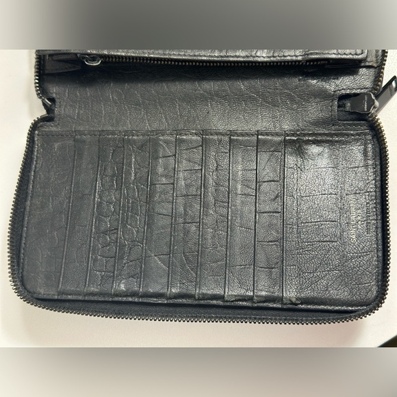 Yves Saint Laurent Embossed Leather Zip Around Wallet - Picture 6 of 10